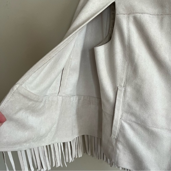 BCBG Fringe Faux Suede Capelet - Picture 4 of 14